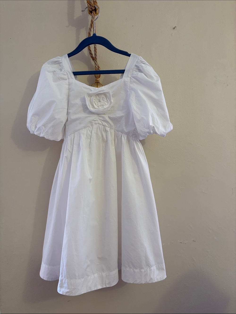 Zara White Puff Sleeve Girls' Formal Dress. Cotton